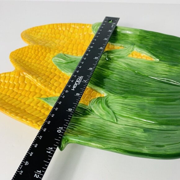 Corn Ceramic Serving Platter Retro Farmhouse Table Decor VTG Kitchen Dish BBQ - Picture 11 of 13